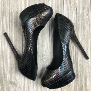 Brian Atwood Snakeskin Platform Pumps